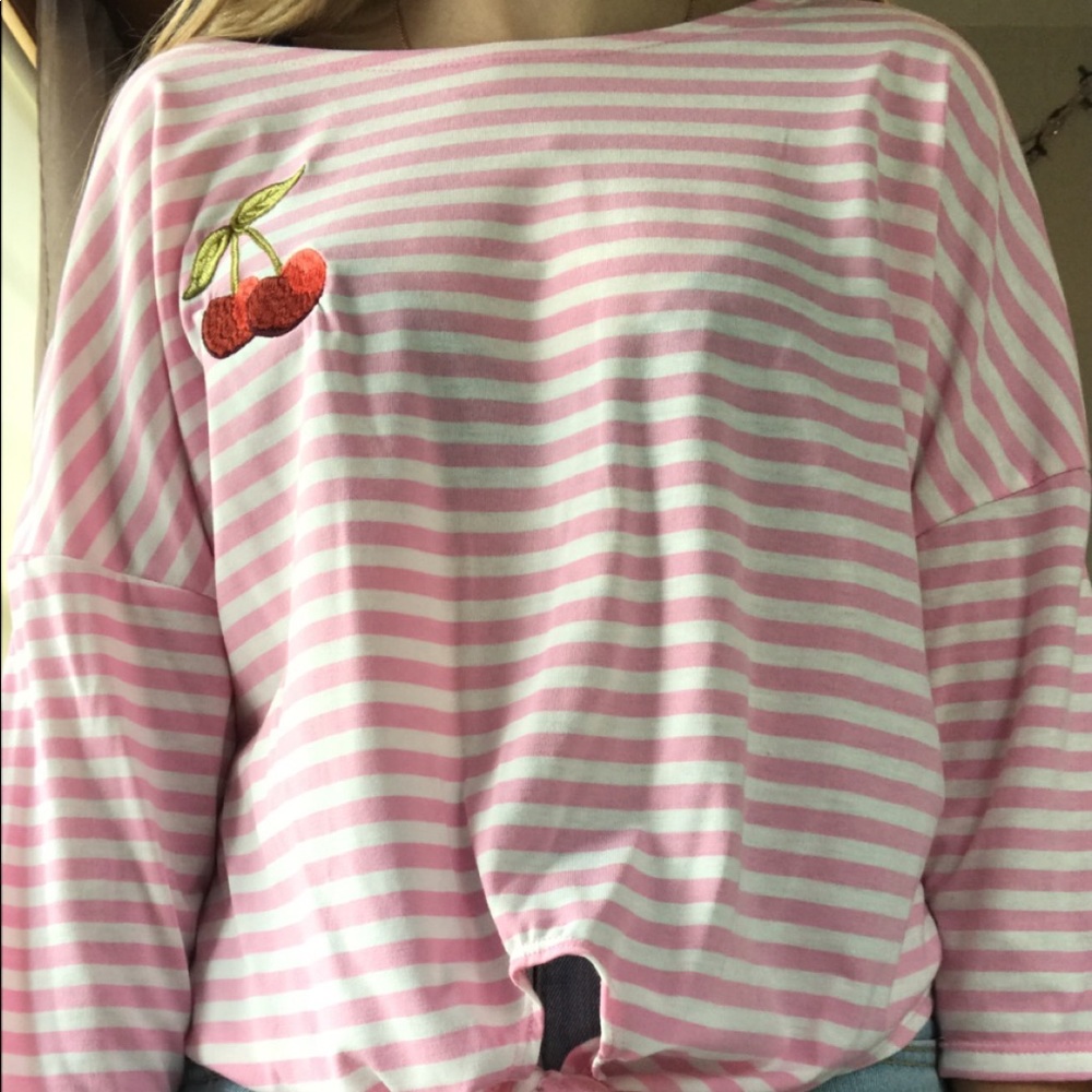 Tie Front striped top